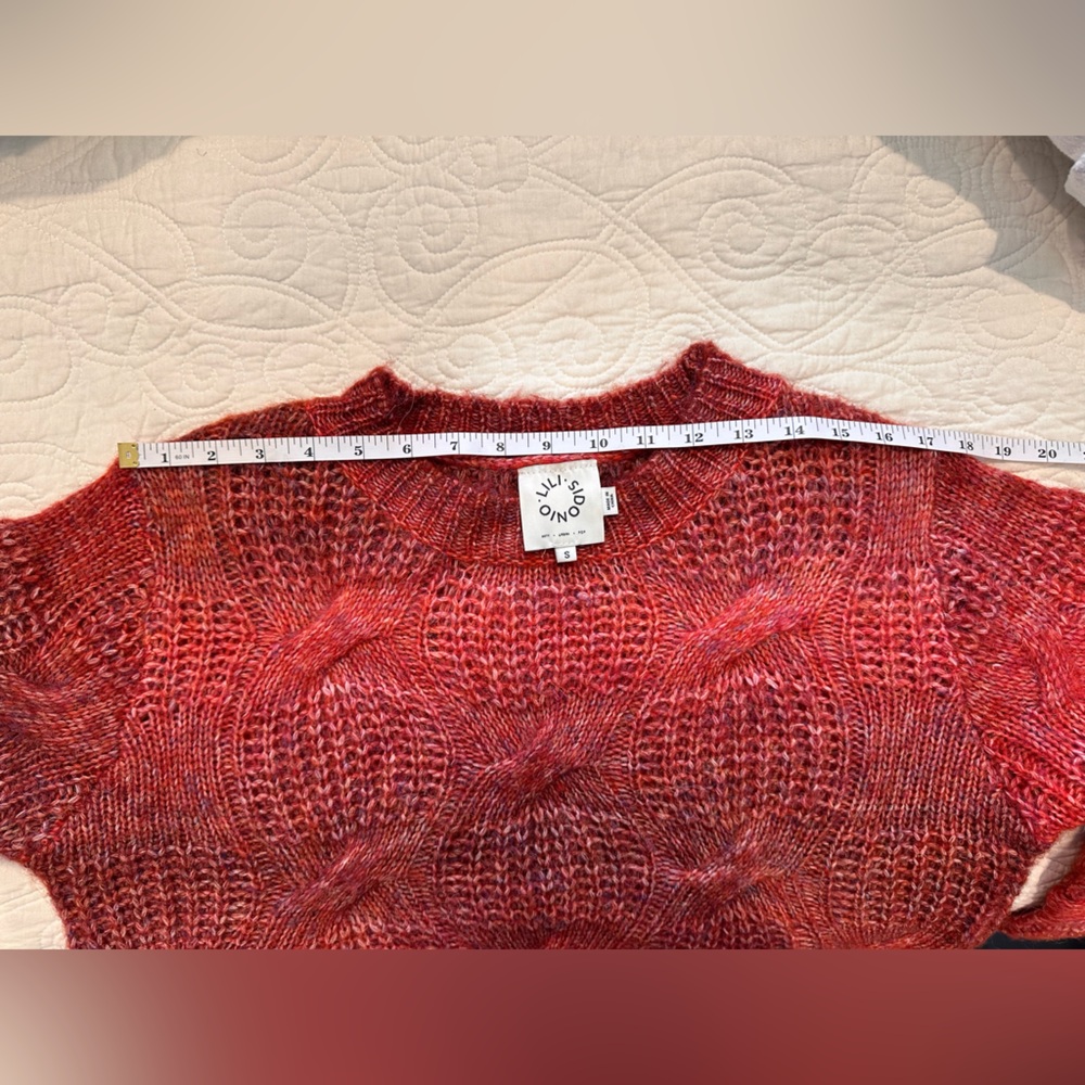 Lili Sidonio side S coral-pink cable knit crew neck sweater. Like new! - Picture 10 of 10